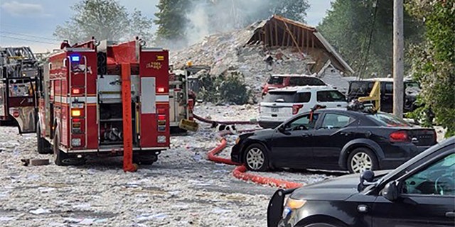 The explosion leveled new construction in Farmington, Maine. (Jacob Gage via AP)