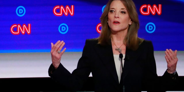 Author Marianne Williamson speaks on the first night of the second 2020 Democratic U.S. presidential debate in Detroit, Michigan, U.S., July 30, 2019. REUTERS/Lucas Jackson - 