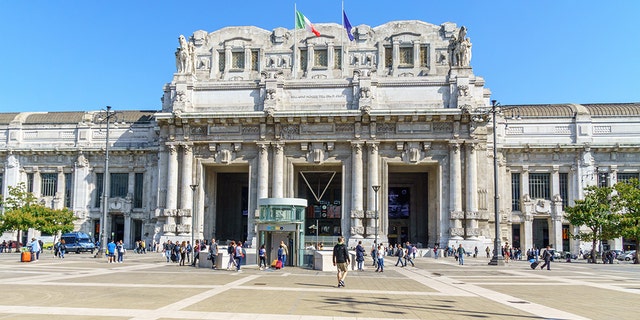 Milan Central Railway Station entrance; Tuesday’s attack comes after two army officers and a police officer were stabbed inside the Italian train station in May 2017. In that attack, authorities stopped a 20-year-old man, a known drug dealer, during a routine check.