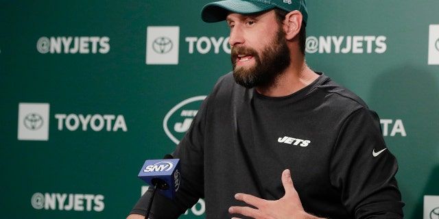New York Jets head coach Adam Gase speaks at the team's NFL football training facility Wednesday, Aug. 21, 2019, in Florham Park, N.J. (AP Photo/Frank Franklin II)