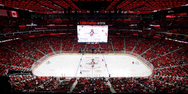 FILE - In this Sept. 23, 2017, file photo, the Detroit Red Wings play an NHL preseason game against the Boston Bruins at Little Caesars Arena in Detroit. The Red Wings are desperately trying to keep fans filing into Little Caesars Arena while the allure of the relatively new facility wears off while the team goes through a painful rebuild. (AP Photo/Paul Sancya, File)