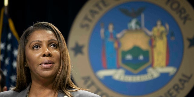 In this June 11, 2019 file photo, New York Attorney General Letitia James speaks during a news conference in New York.
