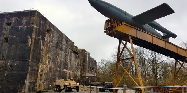 The entrance of the secret V-2 bunker at Kraftwerk Nord West in France.