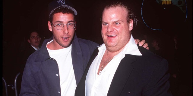 Adam Sandler and Chris Farley at the Cineplex Odeon Century Plaza Cinema in Century City, Calif. (Photo by Steve Granitz/WireImage)