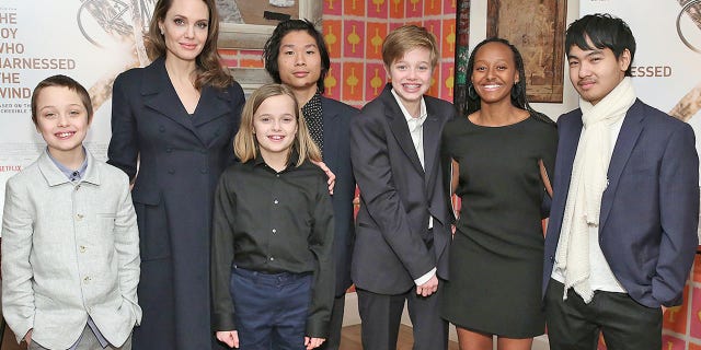 Angelina Jolie with children Knox Leon Jolie-Pitt, Vivienne Marcheline Jolie-Pitt, Pax Thien Jolie-Pitt, Shiloh Nouvel Jolie-Pitt, Zahara Marley Jolie-Pitt and Maddox Chivan Jolie-Pitt attend 