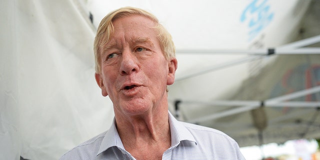 Weld talks with the media at the Iowa State Fair on Aug. 11, 2019. (Photo by Caroline Brehman/CQ Roll Call)