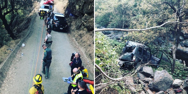 The victims were all ejected from the SUV and had to be pulled up one by one using a technical rope rescue system.