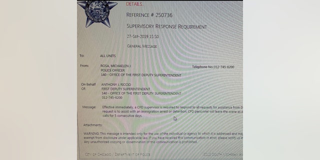 CPD confirmed the memo came from an internal superior but would not say if the directive came from the mayor.