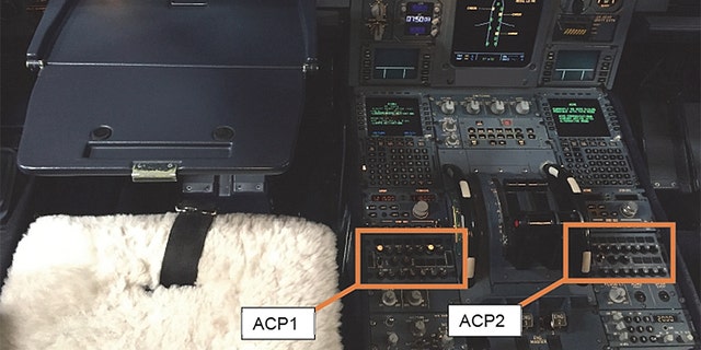 An image of the ACP1 and ACP2 boxes in the cockpit.