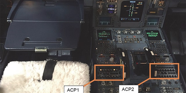 An image of the ACP1 and ACP2 boxes in the cockpit.