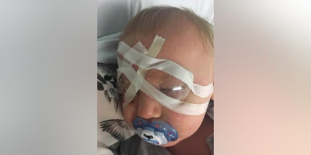 Theo Bennett is a picture of happiness and can now view the world around him in focus after his sight was saved by medics.
