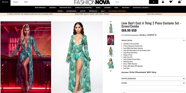 J.Lo fans can squeeze a “Love Don’t Cost a Thing” gown, formed on a performer’s barbarous plunging immature Versace dress series during a 2000 Grammys. (Fashion Nova)