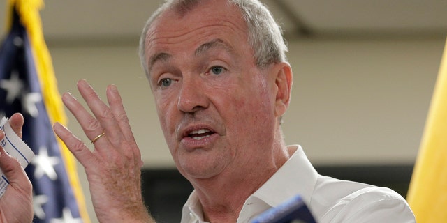FILE - In this Aug. 14, 2019 file photo, New Jersey Gov. Phil Murphy speaks to reporters in Newark, N.J. (AP Photo/Seth Wenig, File)