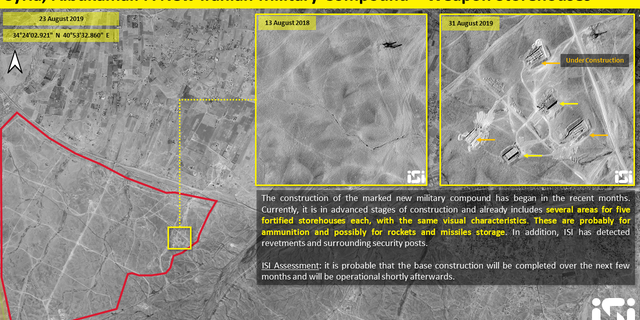 The construction of the marked new military compound began in recent months and is currently in advanced stages, already including several areas for fortified storehouses, probably for ammunition.