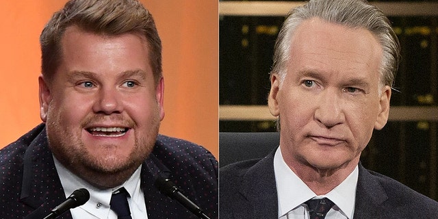 "The Late Late Show" host James Corden (L) has slammed "Real Time" host Bill Maher over recent remarks cheering on "fat-shaming."<br>
