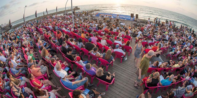 Beit Tefilah Israeli holding weekly services as the Kabbalat Shabbat on the Tel Aviv Port.