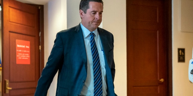 Rep. Devin Nunes, R-Calif., the ranking member of the House Intelligence Committee, leaves a meeting with national intelligence inspector general Michael Atkinson about a whistleblower complaint, at the Capitol in Washington, Thursday, Sept. 19, 2019. (AP Photo/J. Scott Applewhite)