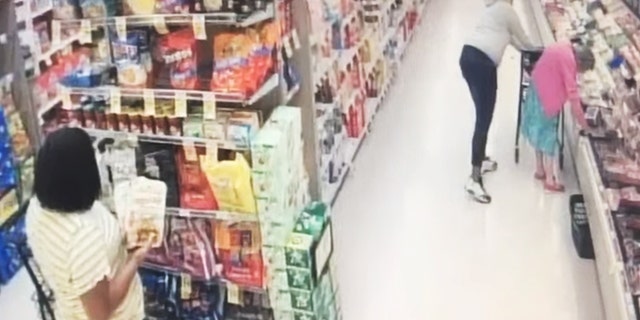 A woman was caught on camera stealing a wallet from an elderly victim’s purse in a Northern California supermarket, police said Wednesday.