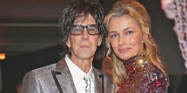 Ric Ocasek of The Cars and Paulina Porizkova attend 33rd Annual Rock &amp; Roll Hall of Fame Induction Ceremony at Public Auditorium on April 14, 2018, in Cleveland, Ohio. A month after The Cars' induction, Porizkova announced that she and Ocasek had split a year earlier.