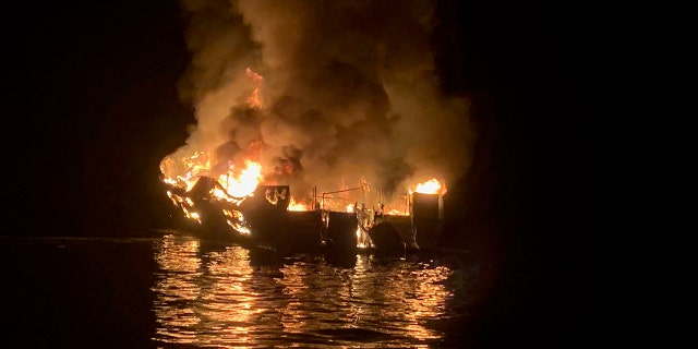 Multiple agencies responded after a commercial diving boat caught fire off Santa Cruz Island in California early Monday