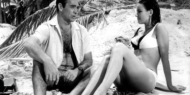 Sean Connery, as James Bond, with "Thunderball" co-star Claudine Auger, as Dominique "Domino" Derval in an undated photo from 1965.