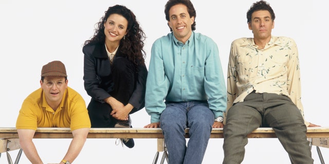 Jason Alexander as George Costanza, Julia Louis-Dreyfus as Elaine Benes, Jerry Seinfeld as Jerry Seinfeld, Michael Richards as Cosmo Kramer