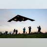 A B-2 Stealth Bomber lands at RAF Fairford, Gloucestershire, England, Sept. 11, 2019.?