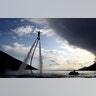 A man rides his fly board at the Garda lake in Brenzone, northern Italy, Sept. 7, 2019.?