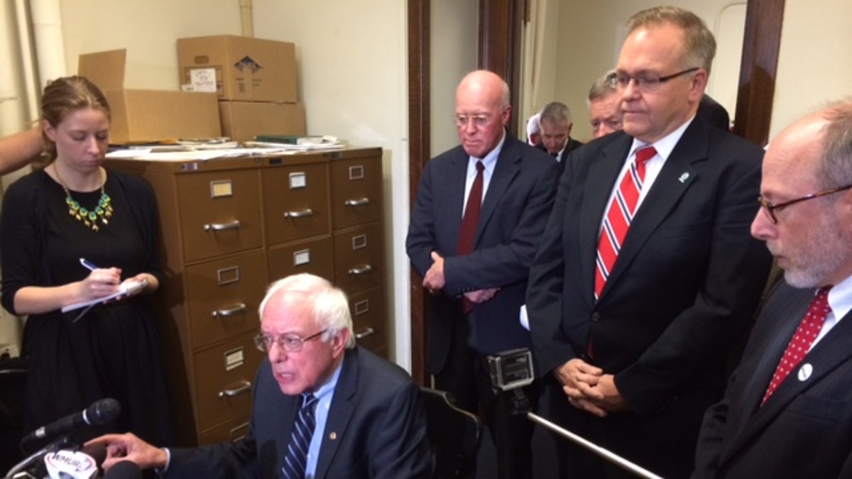 Democratic presidential candidate Sen. Bernie Sanders of Vermont files for the 2016 New Hampshire primary, at the State House in Concord, N.H., in November 2015