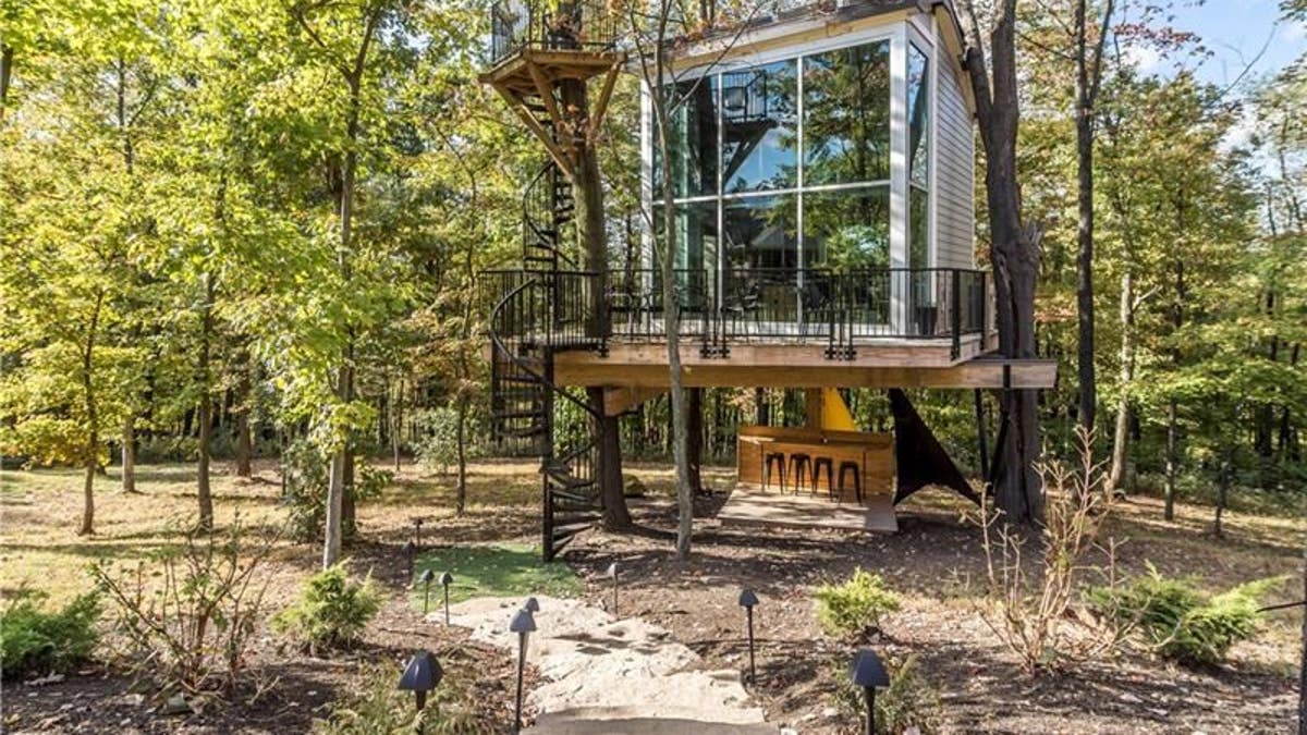 The property's two-story treehouse was built for Brown, and documented on an episode of Animal Planet’s “Treehouse Masters."