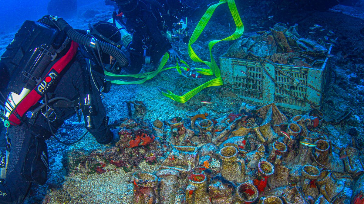 Pottery from the Antikythera shipwreck's cargo.