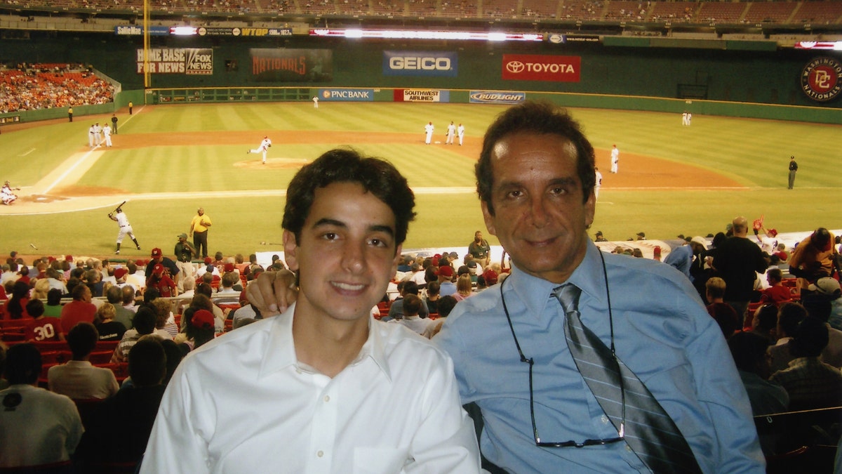 Daniel and Charles Krauthammer at a Nationals game during their first season as a MLB team, 2005.