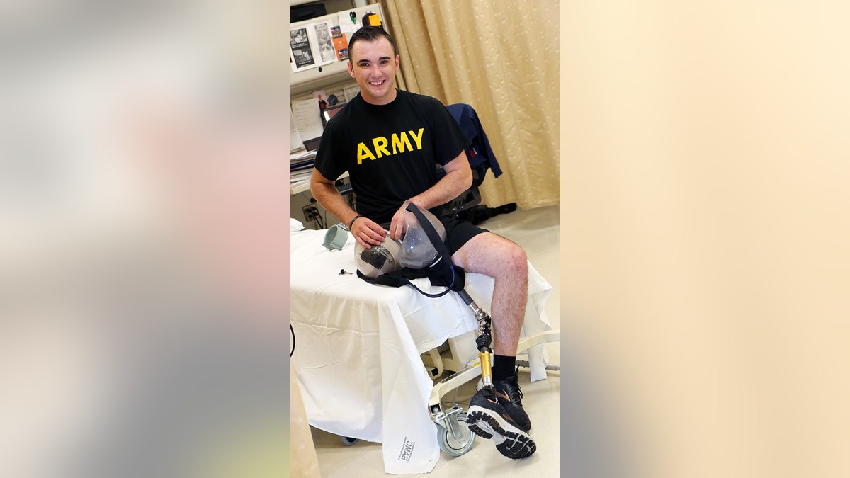 Spc. Ezra Maes undergoes physical rehabilitation at the Center for the Intrepid, Brooke Army Medical Center’s cutting-edge rehabilitation center on Joint Base San Antonio-Fort Sam Houston. (U.S. Army photo by Corey Toye)