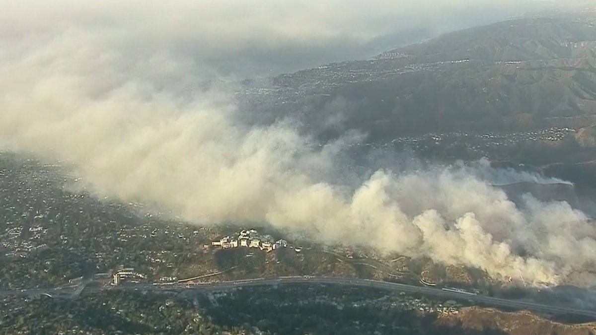The extent of the Getty Fire can be seen Monday morning.