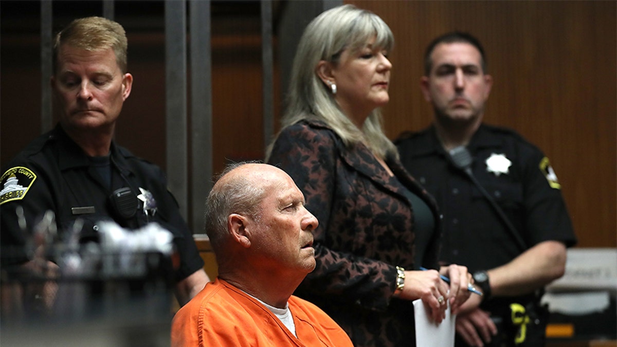 Joseph James DeAngelo, the suspected "Golden State Killer", appears in court for his arraignment on April 27, 2018 in Sacramento, California.