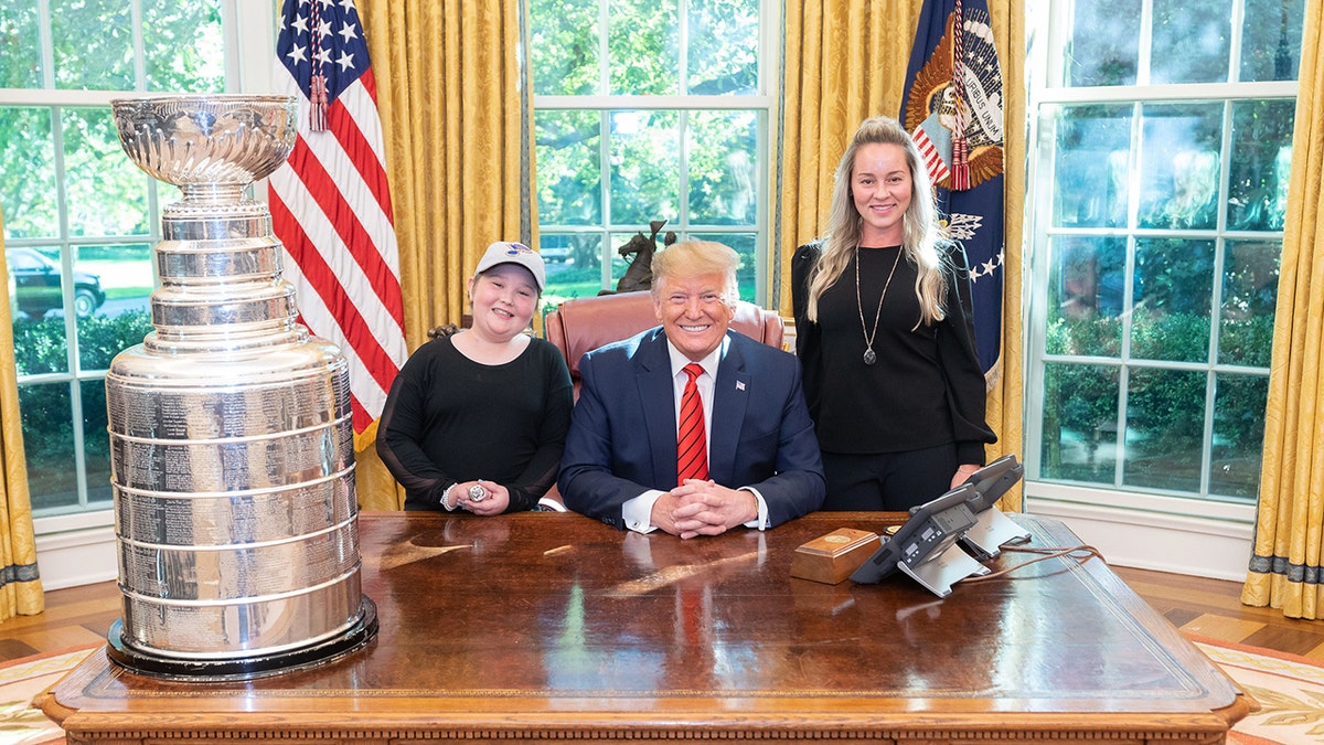 Laila Anderson celebrates the Blues' Stanley Cup win at the White House.