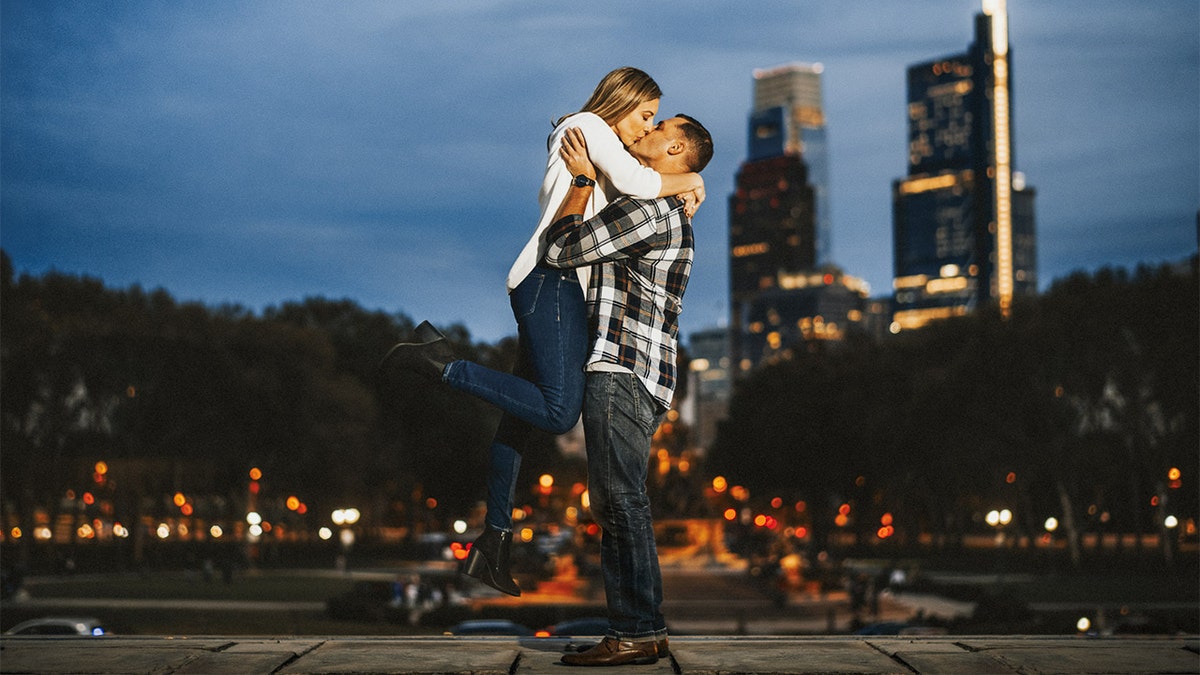 Megan Monaco, 33, and Joe Fetrow, 38, who is in the Navy, spent last weekend taking engagement photos throughout well-known sites in Philadelphia.