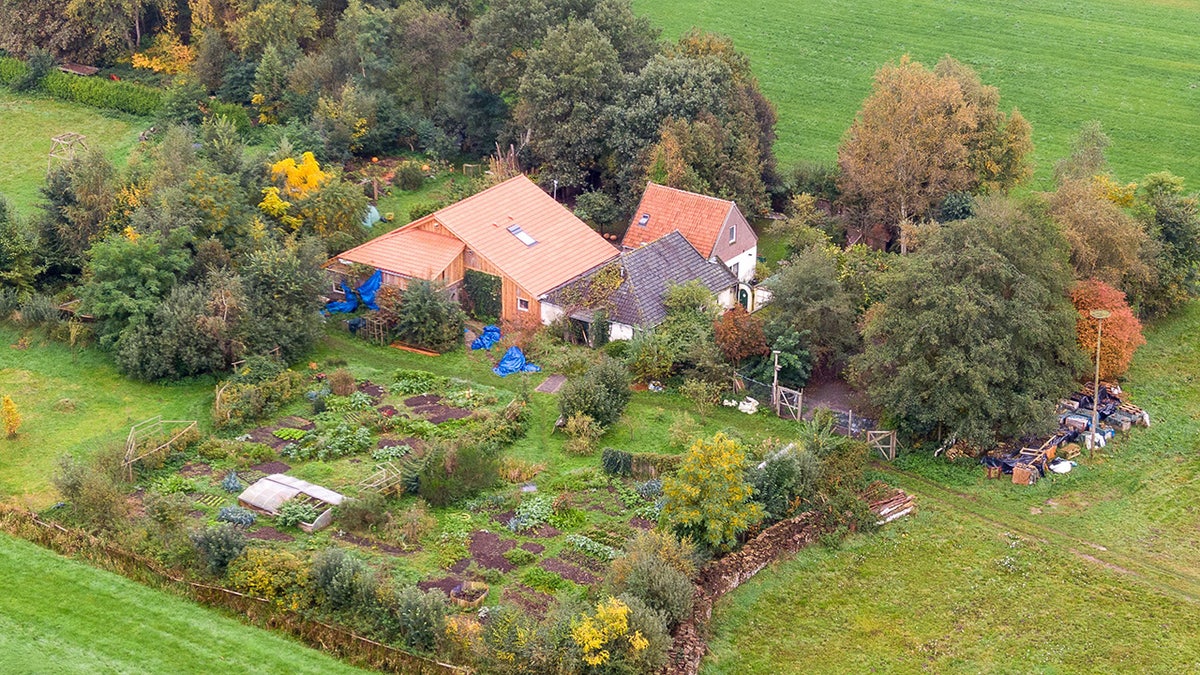 Aerial shot of Dutch farm