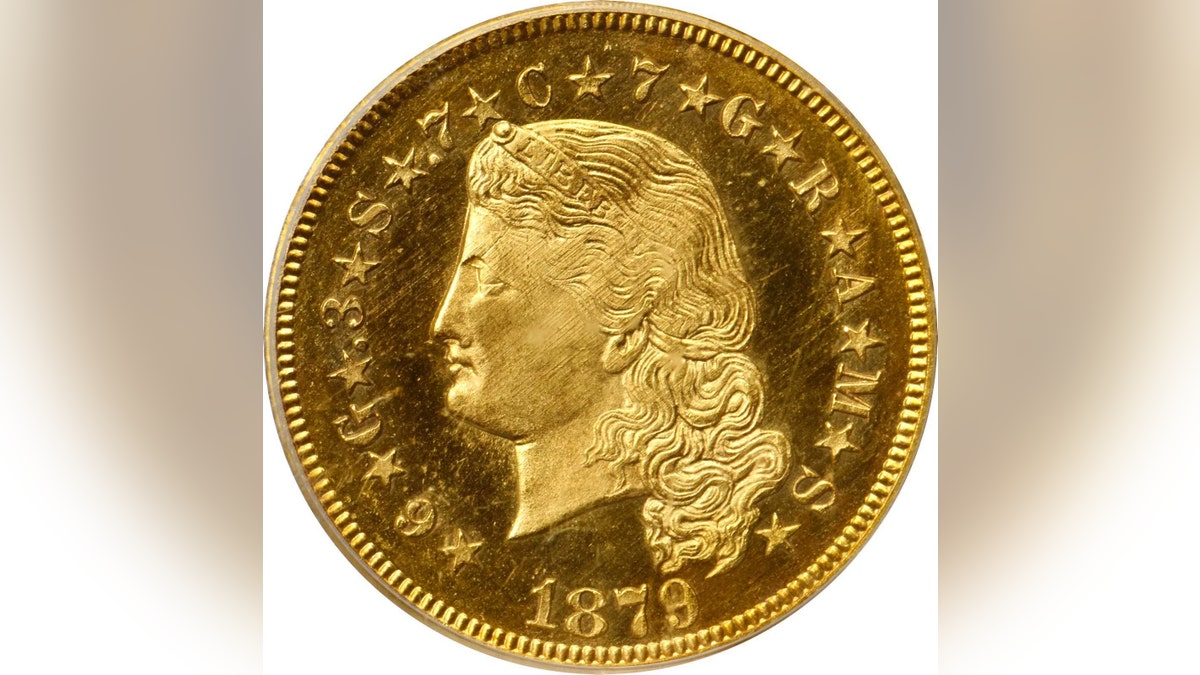 The front of the $4 Gold Stella coin. (Stack's Bowers Galleries)