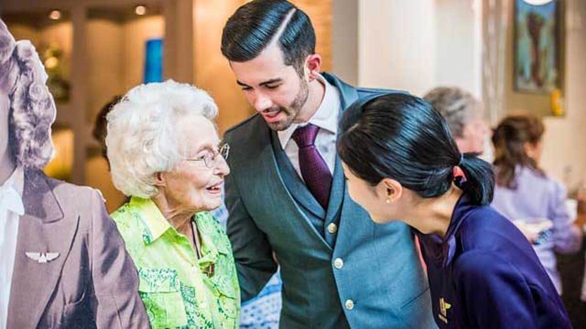 Delta helped organize Sybil's 102nd birthday party last June, where she celebrated with friends, family and a couple of current Delta employees.