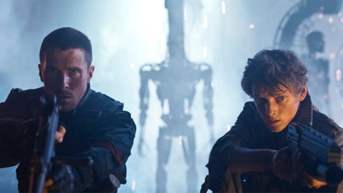 Christian Bale (left) as John Connor and the late Anton Yelchin as Kyle Reese.?