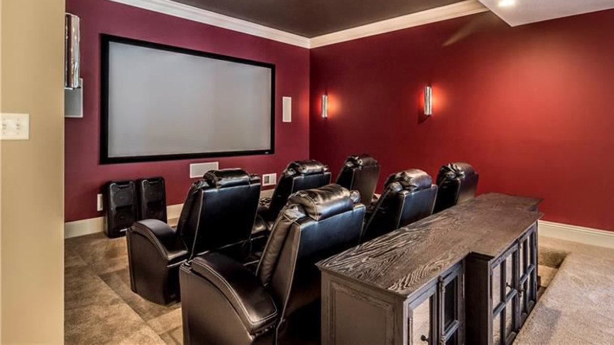 The basement features a home theater as well as a gym and a sauna.