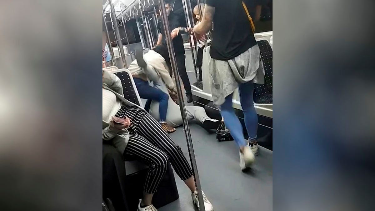 Couple fights on airport shuttle bus 2