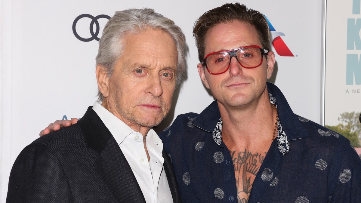 Michael Douglas, left and Cameron Douglas attend the 2018 AFI FEST world premiere screening of "The Kominsky Method" at TCL Chinese Theatre on November 10, 2018 in Hollywood, California.
