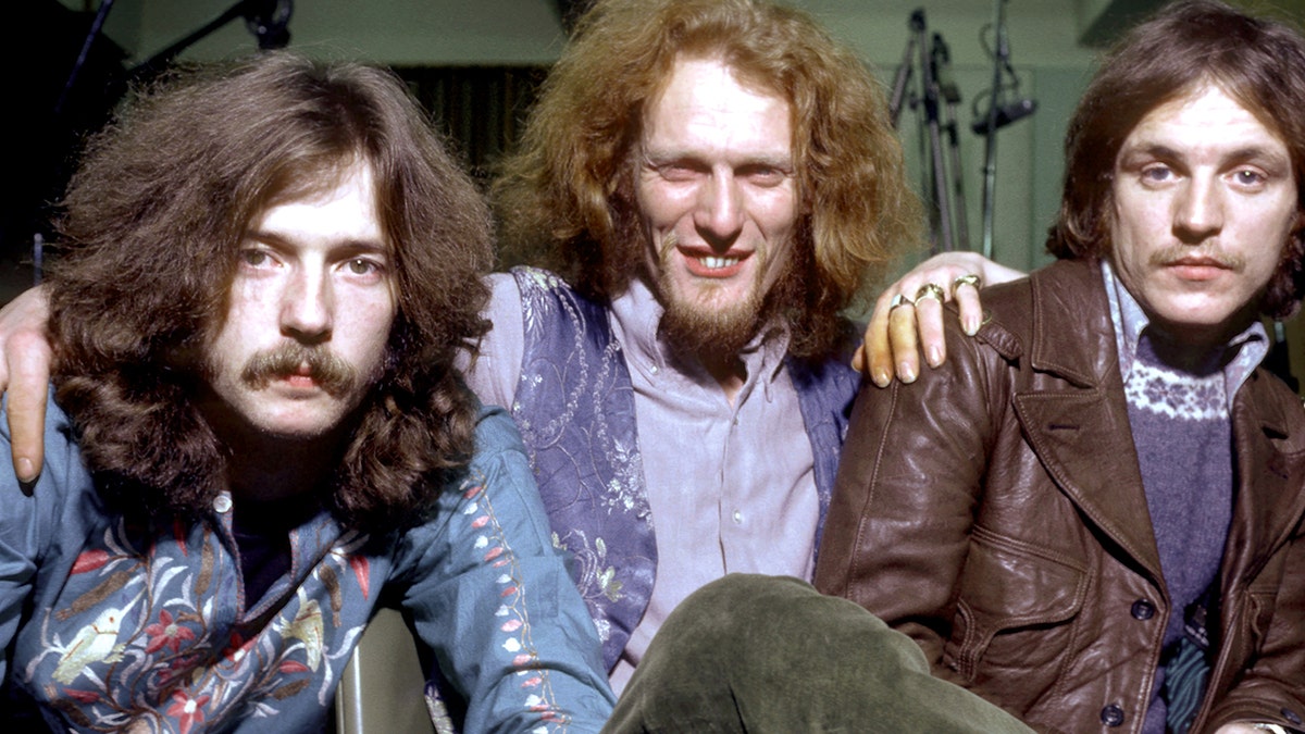 British Rock Group "Cream" poses for a February 1968 portrait. L-Rt: Eric Clapton, Ginger Baker, Jack Bruce..