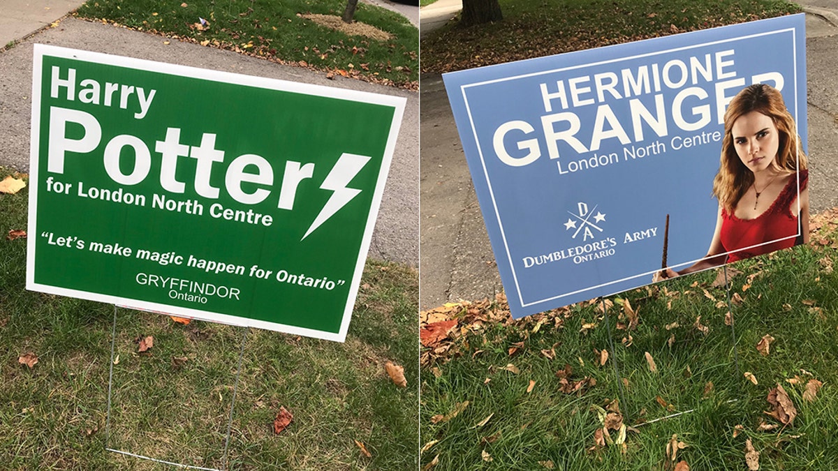 Harry Potter and Hermione Granger also appear to be running for office in Ontario, Canada. 