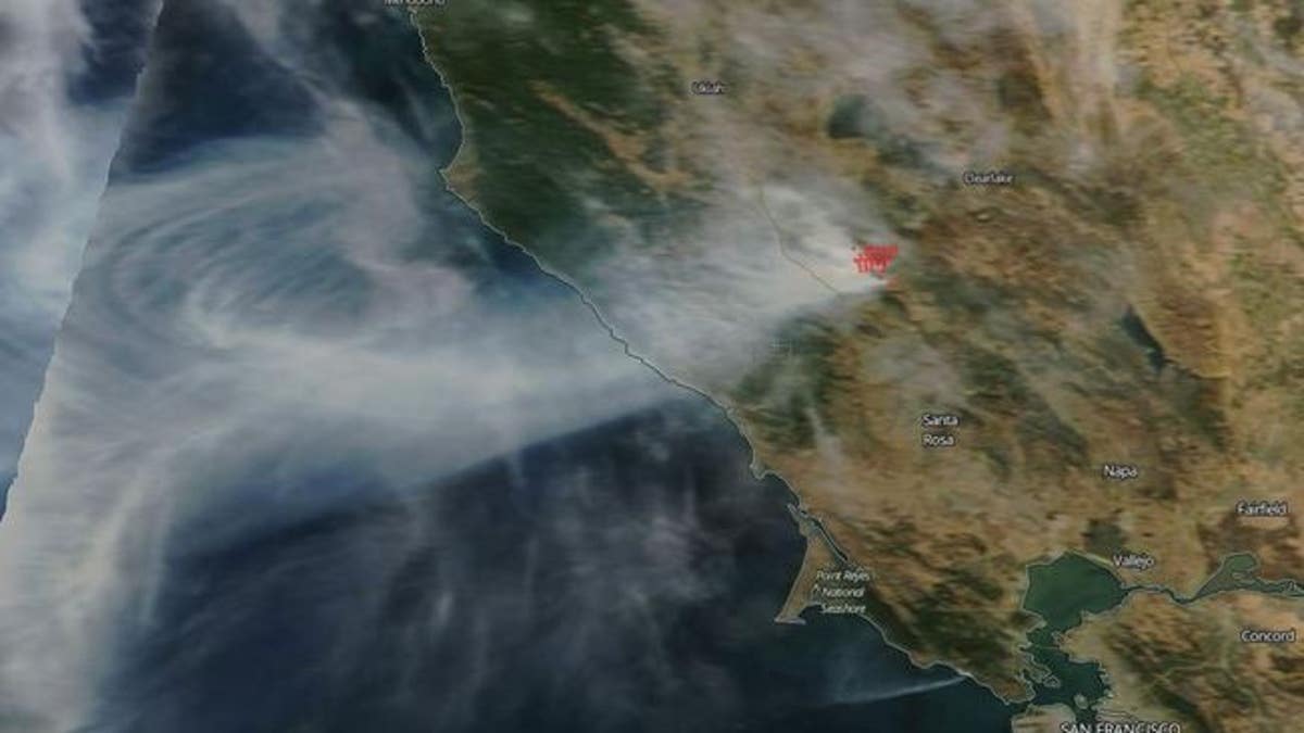 NASA's Terra satellite captured an image of the Kincade Fire in California last week.