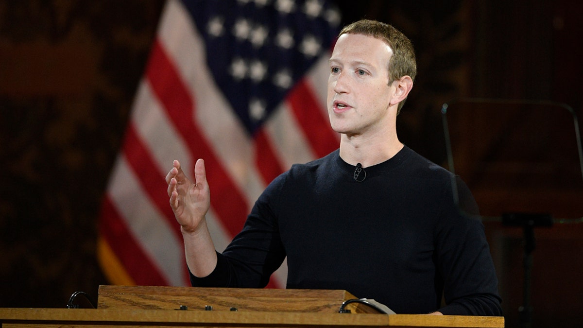 In this Oct. 17, 2019, file photo Facebook CEO Mark Zuckerberg speaks at Georgetown University in Washington. (AP Photo/Nick Wass)