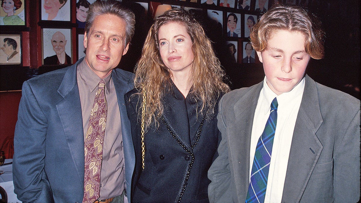 1993: Michael Douglas with wife Diandra and son Cameron. (Photo by Time Life Pictures/DMI/The LIFE Picture Collection via Getty Images)