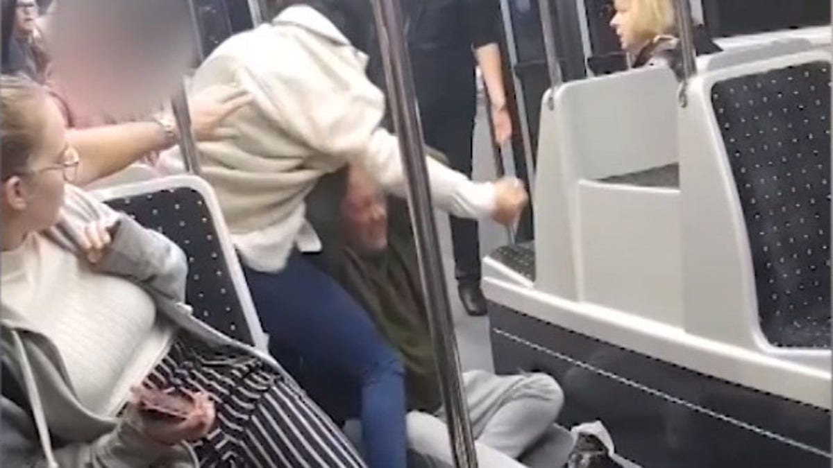 new couple fights shuttle bus